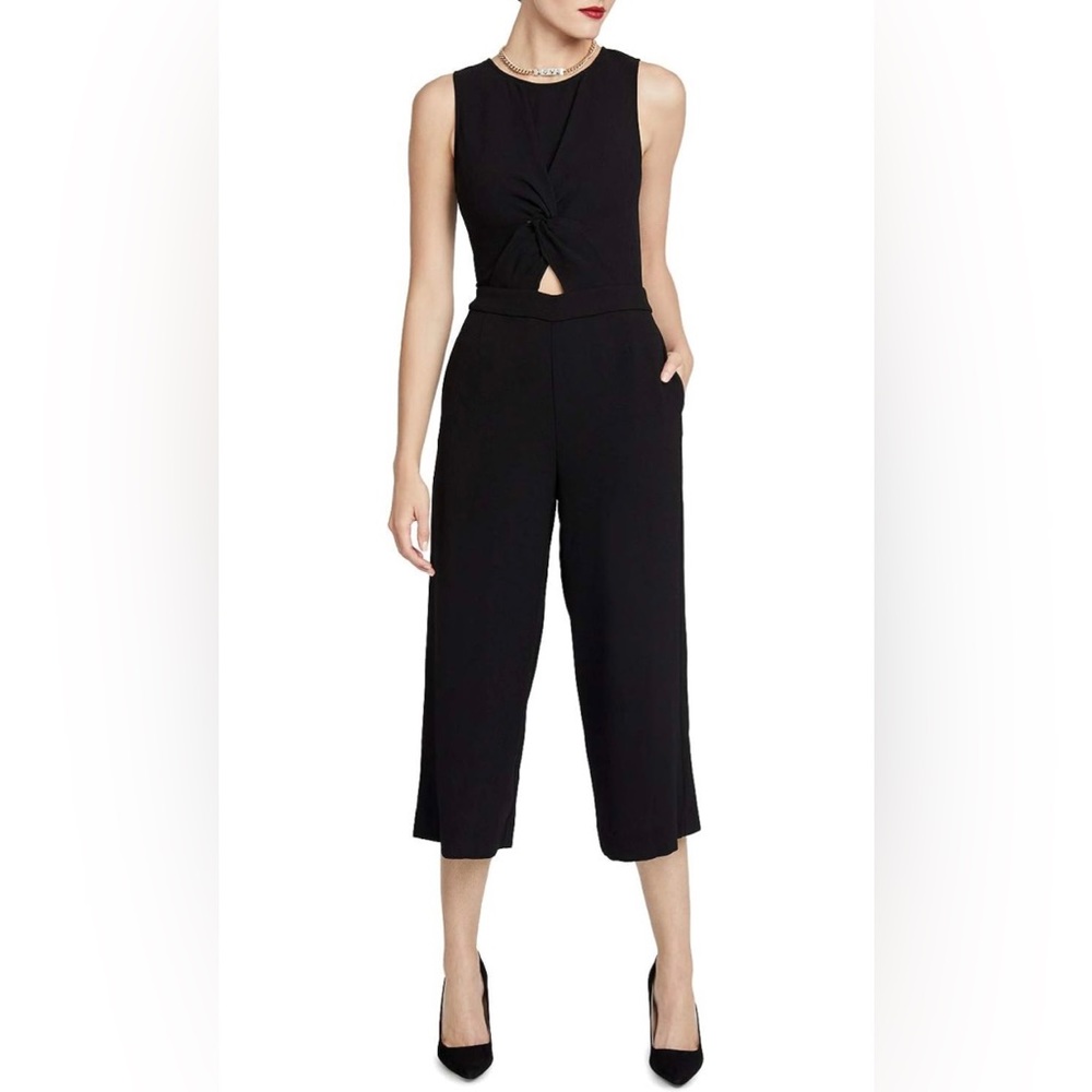 RACHEL Rachel Roy Twisted Cropped Black Sleeveless Cutout Women’s Jumpsuits, 10